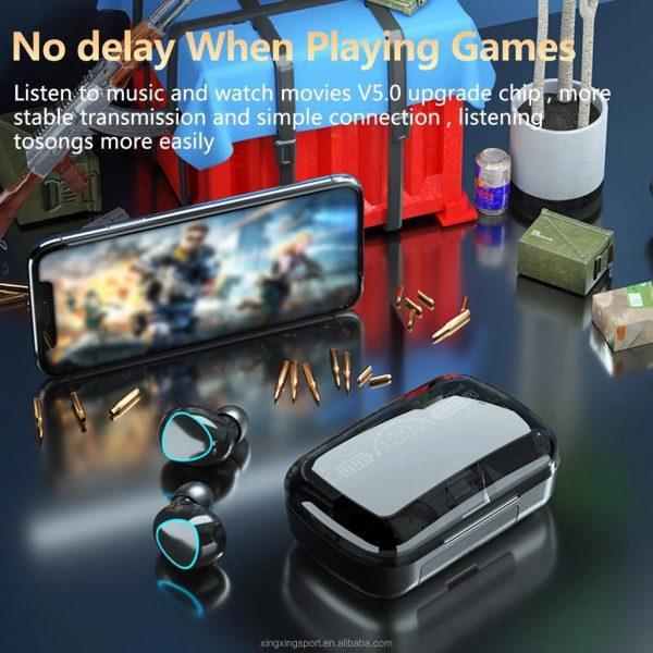 Black Long-Lasting Battery With Fast Charge 10 Earbuds