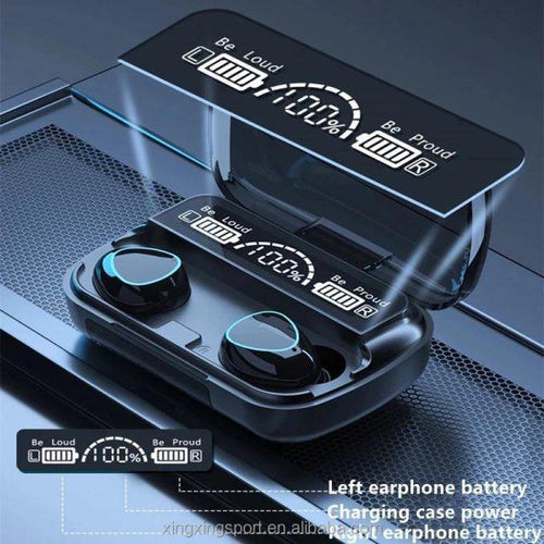 Black Long-Lasting Battery With Fast Charge 10 Earbuds