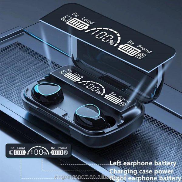 Black Long-Lasting Battery With Fast Charge 10 Earbuds