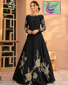 Stunning Embroidered Black Maxi Dress - 1 Pc Women's Stitched Elegance