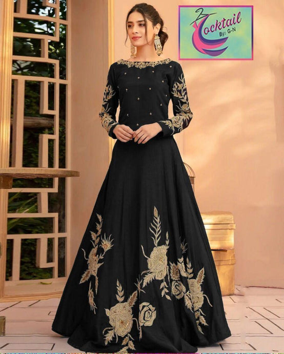 Stunning Embroidered Black Maxi Dress - 1 Pc Women's Stitched Elegance